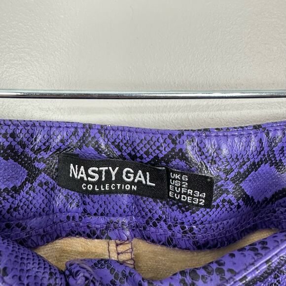 Nasty Gal Purple Faux Leather Snake Skin High Waist Pants Size 2 - Picture 7 of 11